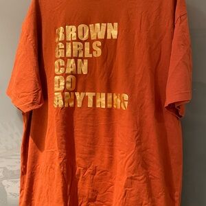 Orange Xtra-Long T-Shirt with Gold Text